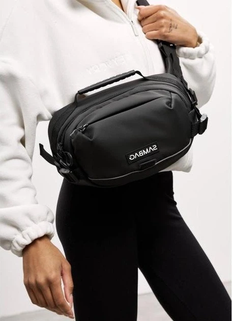 Женская сумка бананка через плечо Sambag Flex Pro черная вместительная городская с карманами 62268 - изображение 9
