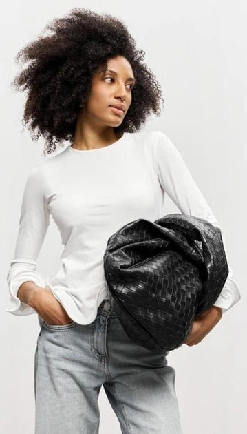 Женская сумка Sambag HOBO WEAVE черная 54x35x8 см эко-кожа для ноутбука 15.6 дюймов Sambag 55169 - изображение 2