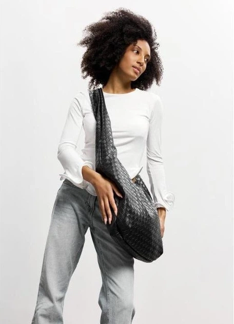 Женская сумка Sambag HOBO WEAVE черная 54x35x8 см эко-кожа для ноутбука 15.6 дюймов Sambag 55169 - изображение 3