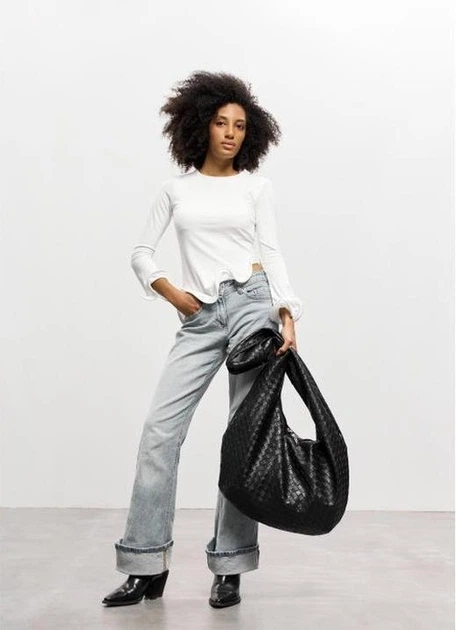 Женская сумка Sambag HOBO WEAVE черная 54x35x8 см эко-кожа для ноутбука 15.6 дюймов Sambag 55169 - изображение 5