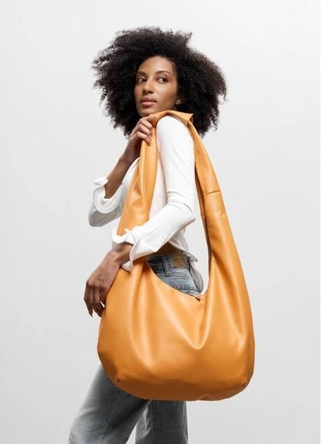 Жіноча сумка Sambag HOBO WEAVE помаранчева містка міська з екошкіри для ноутбука 15.6 дюйма 62281 - зображення 12