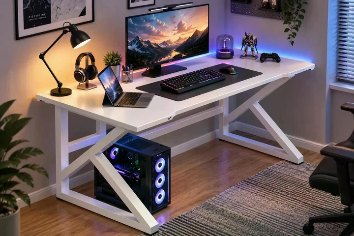 Компьютерный стол Dash S12 / Игровой стол 140×60×72,5 см Белый - изображение 3