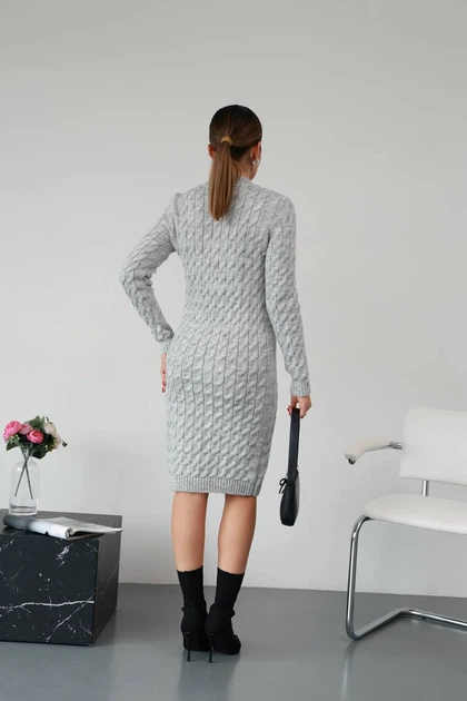 Жіноча вʼязана сукня CHERRY, колір Сірий розмір One Size - Фото 5 Жіноча вʼязана сукня CHERRY, колір Сірий розмір One Size - зображення 5