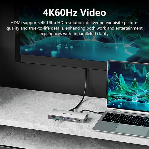 Док станция Blueendless HC1406 14 в 1 USB Type-C концентратор для ноутбука компьютера планшета 14 портов - изображение 6