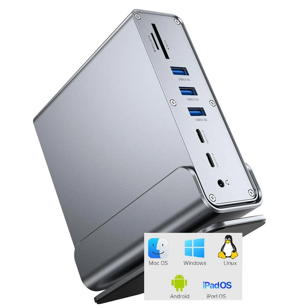 Хаб Док станция Deepfox-2606 15 в 1 с поворотной подставкой USB Type-C концентратор для ноутбука компьютера 15 портов - изображение 7