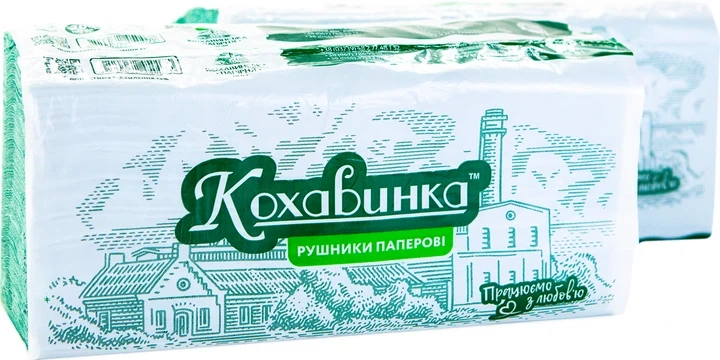 Рушники паперові Кохавинка V-складання 200 аркушів х 20 упаковок зелені - изображение 3