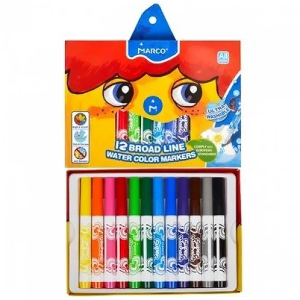 Фломастери кольорові Marko Super Washable 12 кол (1633-12) - Фото 1 Фломастери кольорові Marko Super Washable 12 кол (1633-12) - зображення 1