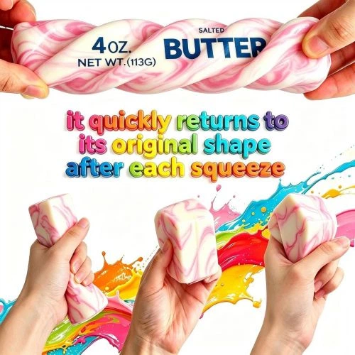 сквіш-антистрес «Мраморное масло» Butter Squishy 14 см (мікс видів) - изображение 2