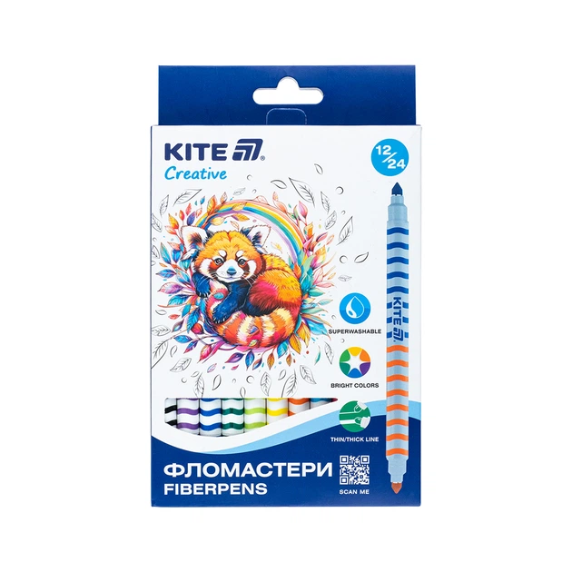 Фломастери Kite Creative двосторонні 12 кольорів (K-1151) - Фото 1 Фломастери Kite Creative двосторонні 12 кольорів (K-1151) - зображення 1