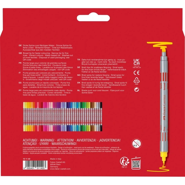 Фломастери Faber-Castell двосторонні Double-ended Fibre tip, 40 кольорів (32421) - зображення 2