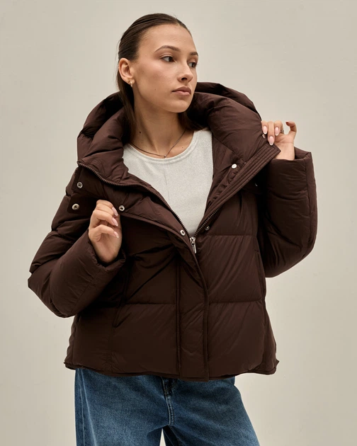 Куртка пуховик CLASNA 327978 коричневий M - изображение 3