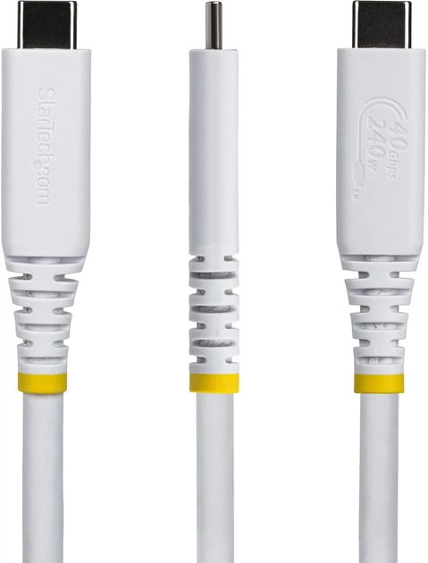 Кабель StarTech USB4 Type-C - Type-С M/M 40 Gbit/s 1 m White (CC1M40GUSB4TPW) - Фото 2 Кабель StarTech USB4 Type-C - Type-С M/M 40 Gbit/s 1 m White (CC1M40GUSB4TPW) - зображення 2