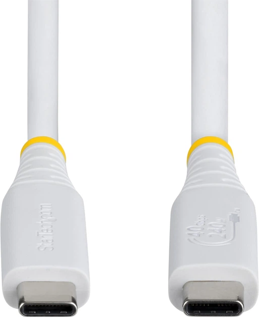 Кабель StarTech USB4 Type-C - Type-С M/M 40 Gbit/s 1 m White (CC1M40GUSB4TPW) - Фото 4 Кабель StarTech USB4 Type-C - Type-С M/M 40 Gbit/s 1 m White (CC1M40GUSB4TPW) - зображення 4