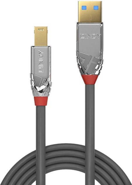 Kabel Lindy Cromo USB Type A - Type B M/M 3 m Grey (4002888366632) - Zdjęcie 2 Kabel Lindy Cromo USB Type A - Type B M/M 3 m Grey (4002888366632) - obraz 2