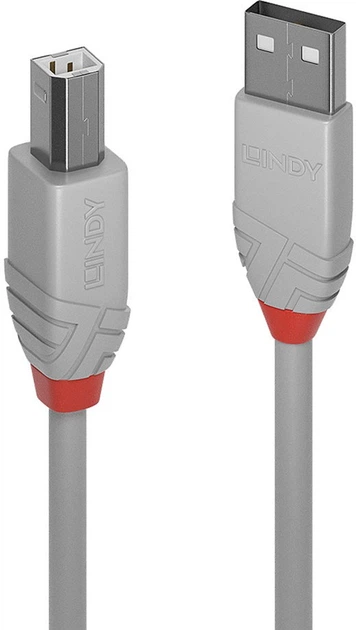 Kabel Lindy Anthra USB Type A - Type B M/M 2 m Grey (4002888366830) - Zdjęcie 1 Kabel Lindy Anthra USB Type A - Type B M/M 2 m Grey (4002888366830) - obraz 1