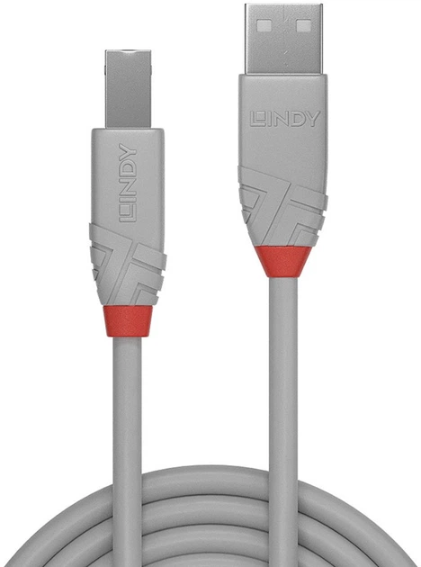 Kabel Lindy Anthra USB Type A - Type B M/M 5 m Grey (4002888366854) - Zdjęcie 2 Kabel Lindy Anthra USB Type A - Type B M/M 5 m Grey (4002888366854) - obraz 2