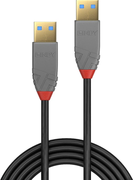 Kabel Lindy Anthra USB Type A - Type A M/M 2 m Black (4002888367523) - Zdjęcie 2 Kabel Lindy Anthra USB Type A - Type A M/M 2 m Black (4002888367523) - obraz 2