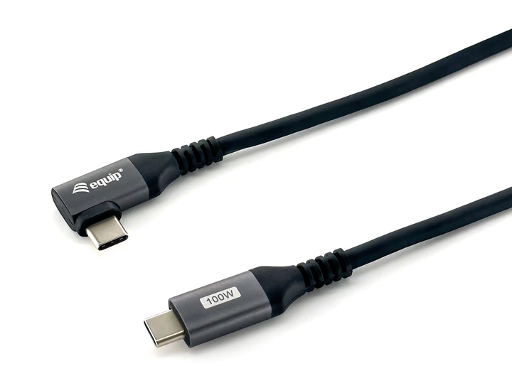 Кабель Equip USB Type-C - Type-C Right Angled M/M 3 m Black (4015867231098) - зображення 2