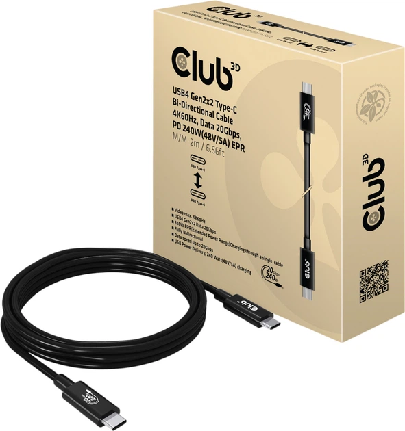 Kabel Club 3D USB Type-C - Type-C M/M 2 m Black (CAC-1575) - Zdjęcie 5 Kabel Club 3D USB Type-C - Type-C M/M 2 m Black (CAC-1575) - obraz 5