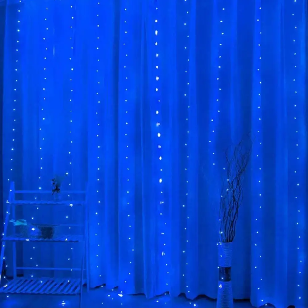 Гирлянда Штора Роса от USB, 3x1 метра, 100 LED, Синий - Фото 4 Гирлянда Штора Роса от USB, 3x1 метра, 100 LED, Синий - изображение 4