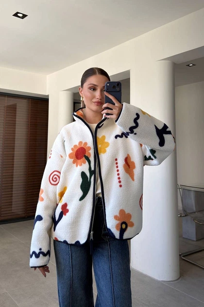 Жіноча флісова кофта Trend Барвоцвіт One size Білий (FLIS-08) - Фото 8 Жіноча флісова кофта Trend Барвоцвіт One size Білий (FLIS-08) - изображение 8