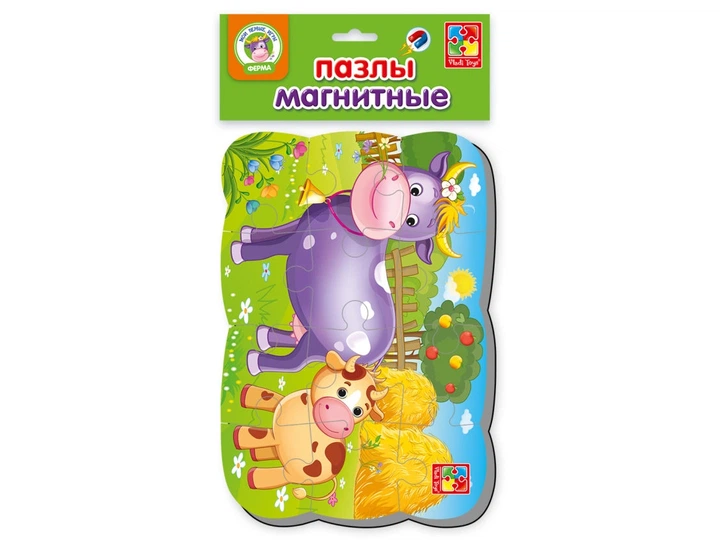 Пазли на магніті «Корова і теля» Vladi Toys (VT3205-55) - Фото 2 Пазли на магніті «Корова і теля» Vladi Toys (VT3205-55) - изображение 2