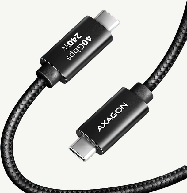 Кабель Axagon USB-C -USB-C 3.2 Gen 2x2 Power Delivery 100W 0.5 м Black (BUCM32-CM05AB) - Фото 2 Кабель Axagon USB-C -USB-C 3.2 Gen 2x2 Power Delivery 100W 0.5 м Black (BUCM32-CM05AB) - зображення 2