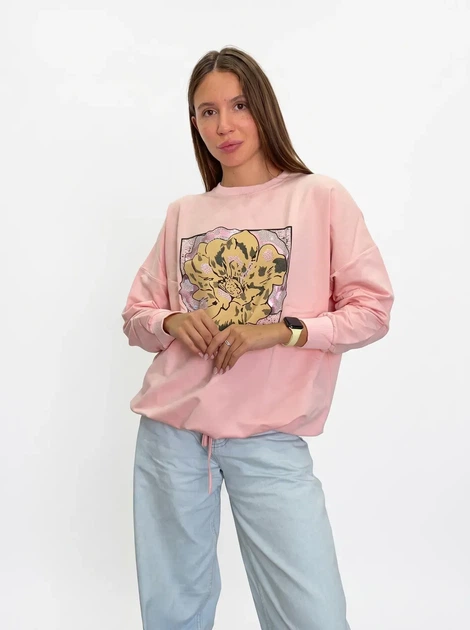 Женский батник двухнитка с принтом Pink Daisy Пудровый M (6382) - изображение 4