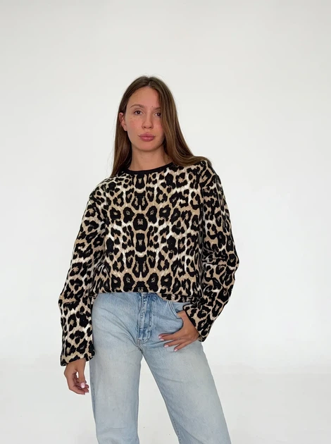 Женский джемпер с леопардовым принтом Pink Daisy Pink Daisy Коричневый L (6421) - Фото 5 Женский джемпер с леопардовым принтом Pink Daisy Pink Daisy Коричневый L (6421) - изображение 5