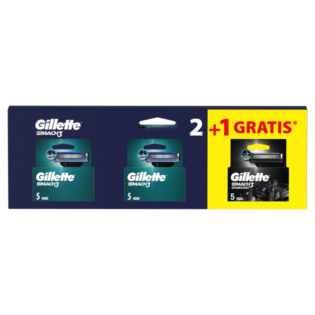 Змінні картриджі для гоління (леза) чоловічі Gillette Mach3, 10 шт + Змінні картриджі чоловічі Gillette Mach3 Charcoal, 5 шт - Фото 1 Змінні картриджі для гоління (леза) чоловічі Gillette Mach3, 10 шт + Змінні картриджі чоловічі Gillette Mach3 Charcoal, 5 шт - изображение 1