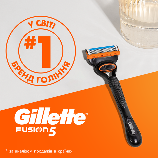 Подарунковий набір: станок для гоління чоловічий Gillette Fusion5 з 1 змінним картриджем, Гель для гоління Gillette Fusion5 200 мл - изображение 8