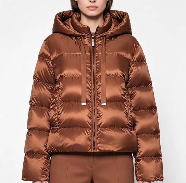 Max Mara – женский пуховик с капюшоном карамельного цвета, М - Фото 1 Max Mara – женский пуховик с капюшоном карамельного цвета, М - изображение 1