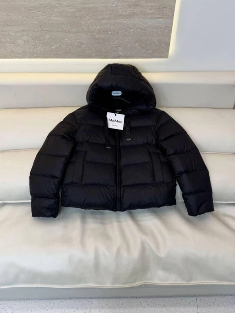 Max Mara – женский пуховик с капюшоном черного цвета, М - изображение 6