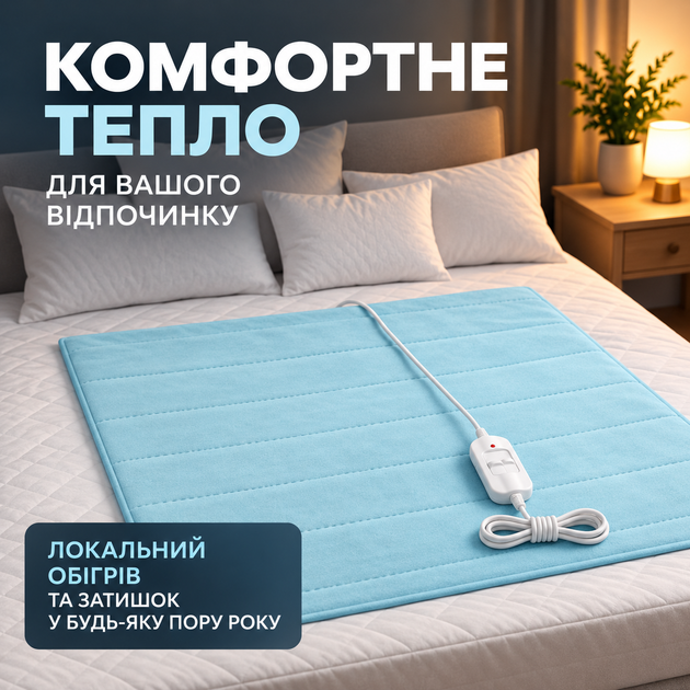 Електропростирадло простирадло з підігрівом 120х160 термопростирадло електричне простирадло байка з терморегулятором грілка для ліжка блакитне Termosoft Yasam - зображення 4