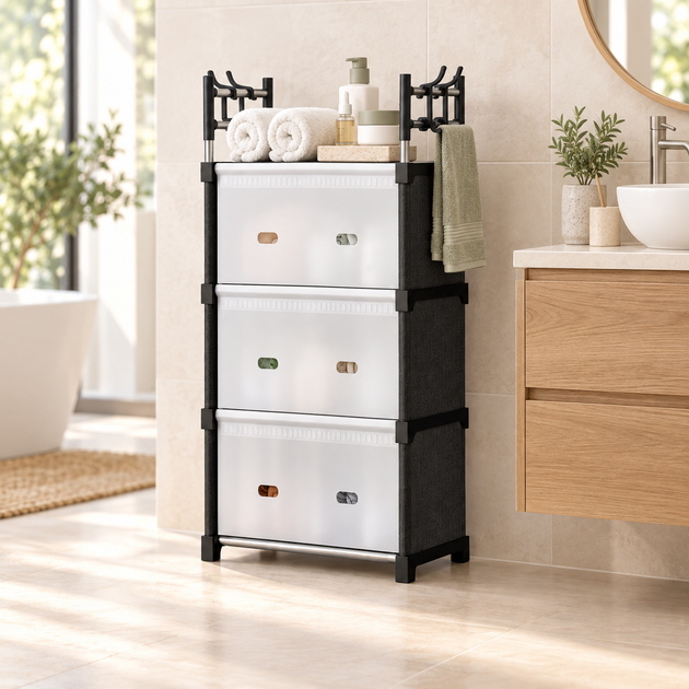 Комод дитячий пластиковий WFB04D, 42x29x110 см, 3 ящики, відкрита полиця - изображение 2