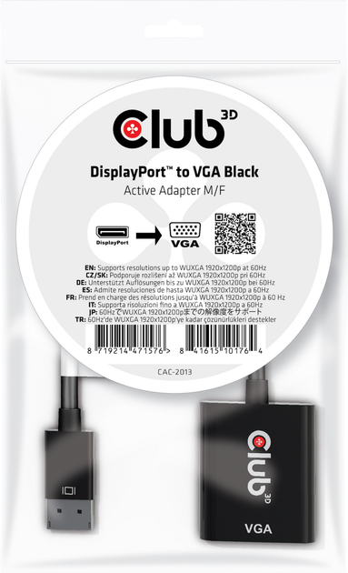 Adapter Club3D DisplayPort - VGA Black (8719214471576) - obraz 2