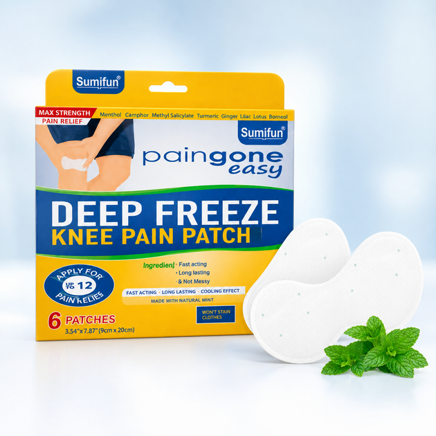 Охолоджувальний пластир Royal Prestige Paingone Easy Deep Freeze для колін, 6 шт., ментол, камфора, розмір 9×20 см - изображение 2