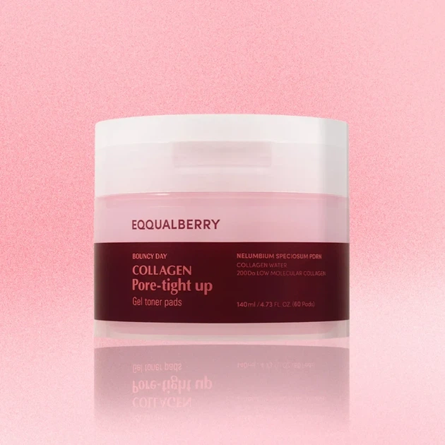 Тонер-педи EQQUALBERRY Collagen Pore-Tight Up Gel Toner Pads 140 мл 60 шт. — Колагенові гелеві педи для зволоження та пружності - зображення 4