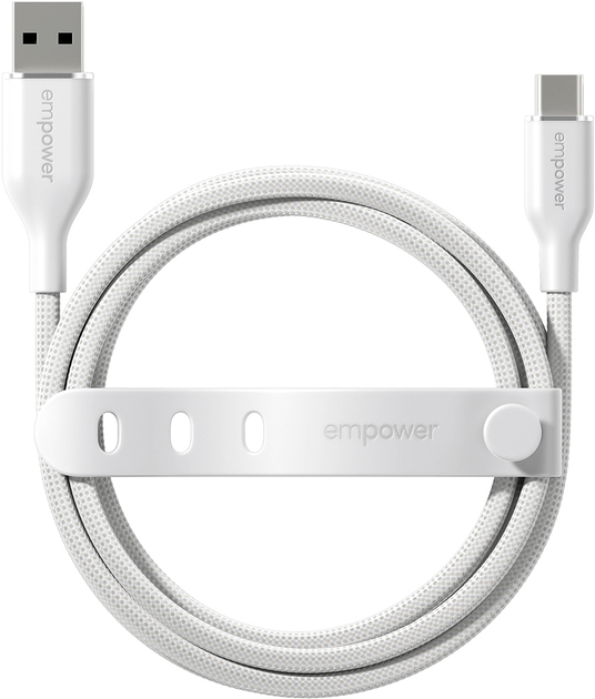 Kabel Panzer Glass Empower by Racing USB-A - USB-C 3.0 60W 1.2 m White (EM30290) - obraz 2