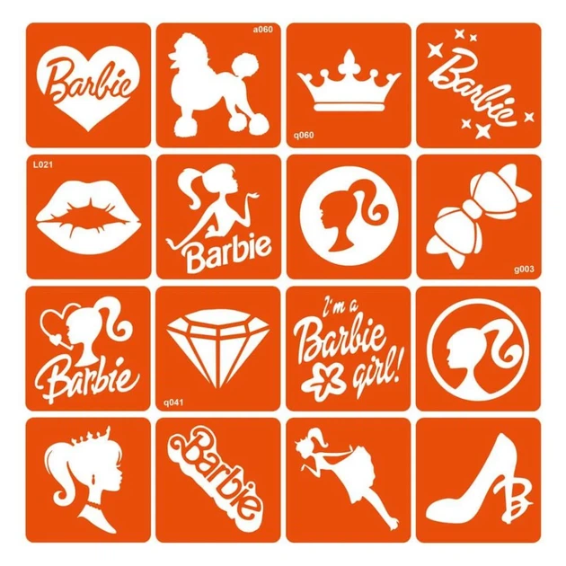 Набор трафаретов для био-тату Barbie Fresh Tattoo 16 штук 6х6 см - Фото 1 Набор трафаретов для био-тату Barbie Fresh Tattoo 16 штук 6х6 см - изображение 1