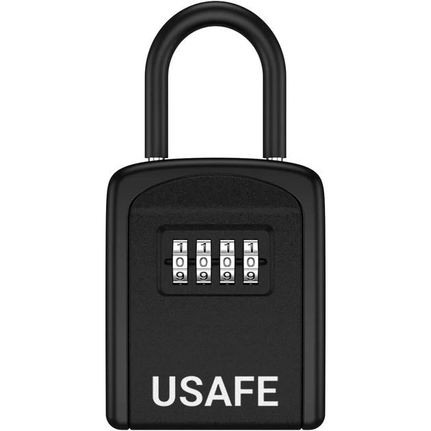 Подвесной металлический мини-сейф для ключей uSafe KS-05s с паролем и крючком Черный - изображение 2