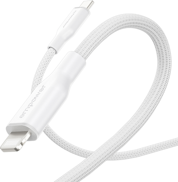 Kabel Panzer Glass Empower by Racing USB-C - Lightning 2.0 60W 1.2 m White (EM41725) - obraz 3