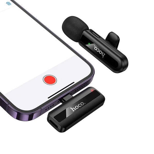 Мікрофон конденсаторний петличний HOCO L20 Fair Apple Lightning для смартфона Bluetooth чорний - Фото 6 Мікрофон конденсаторний петличний HOCO L20 Fair Apple Lightning для смартфона Bluetooth чорний - изображение 6
