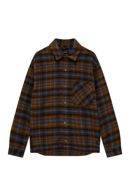 Куртка-сорочка Pull & Bear коричневий-синій в візерунки XHGLD010 M - Фото 5 Куртка-сорочка Pull & Bear коричневий-синій в візерунки XHGLD010 M - изображение 5