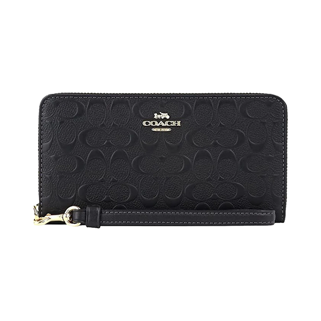 Гаманець жіночий Coach Long Zip Around Wallet In Signature Leather Gold/Black - Фото 1 Гаманець жіночий Coach Long Zip Around Wallet In Signature Leather Gold/Black - зображення 1