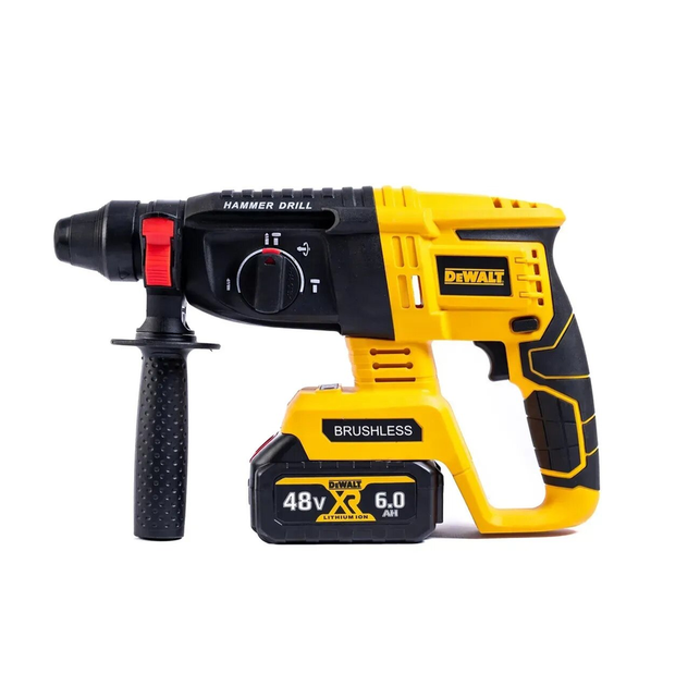 Бесщеточный перфоратор DeWalt DCH133NT аккумуляторный 48 В 6 А·ч 3,3 Дж бочковой SDS-plus 3 режима 1900 об/мин 5200 уд/мин для бетона 26 мм 2 АКБ в кейсе - изображение 7