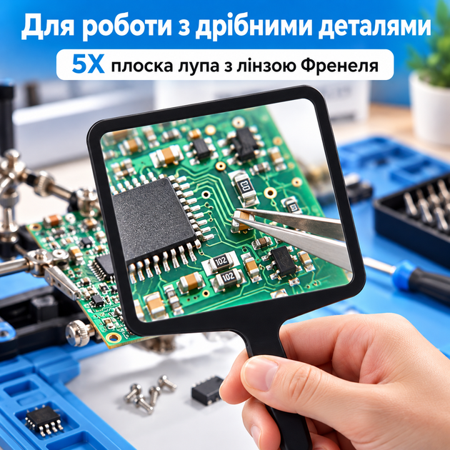 Плоска ручна лупа 5X з лінзою Френеля - зображення 5