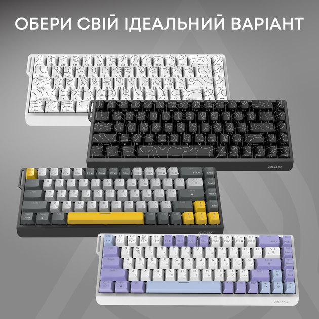 Дротова механічна клавіатура Ajazz NK68 V2 Red Switch (NK68-V2-R-S-W) - изображение 6