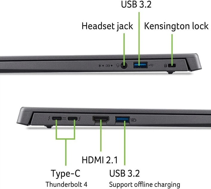 Ноутбук 16" Acer Aspire 16 (A16-71M-53SW) Intel Core Ultra 5 125H RAM 16GB SSD 512GB Windows 11 Алюмінієвий корпус (UKR) (102404822) - Уцінка - зображення 4