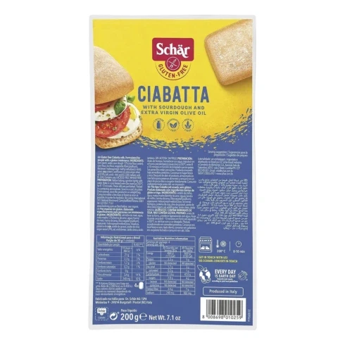 Хліб без глютену італійський Чіабатта CIABATTA 200g - Фото 1 Хліб без глютену італійський Чіабатта CIABATTA 200g - зображення 1